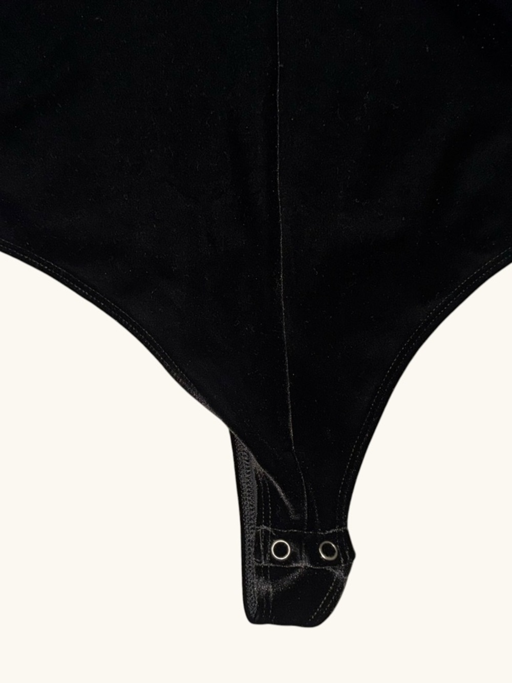 EXPRESS Black Velvet Deep V Long-Sleeve Double Snap Bodysuit, M - Picture 4 of 7